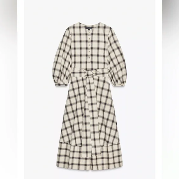ZARA COLLECTION PLAID SHIRT DRESS - Picture 8 of 10